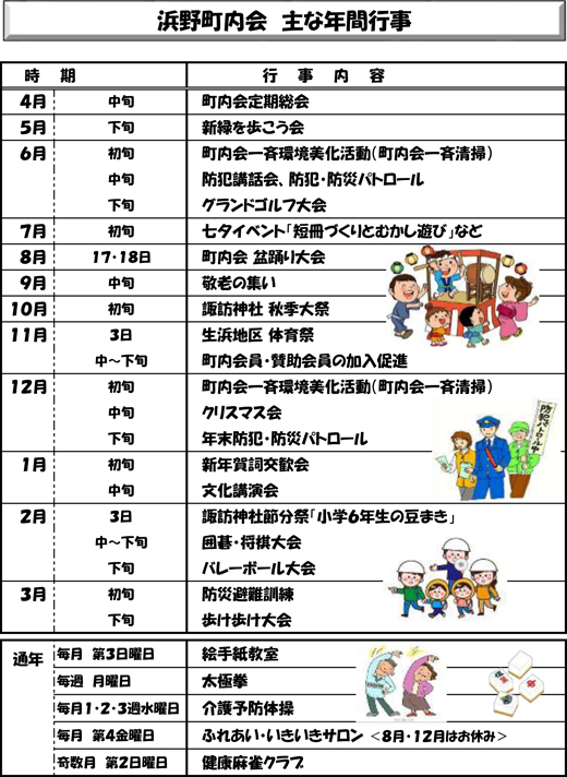 年間行事一覧 :浜野町内会